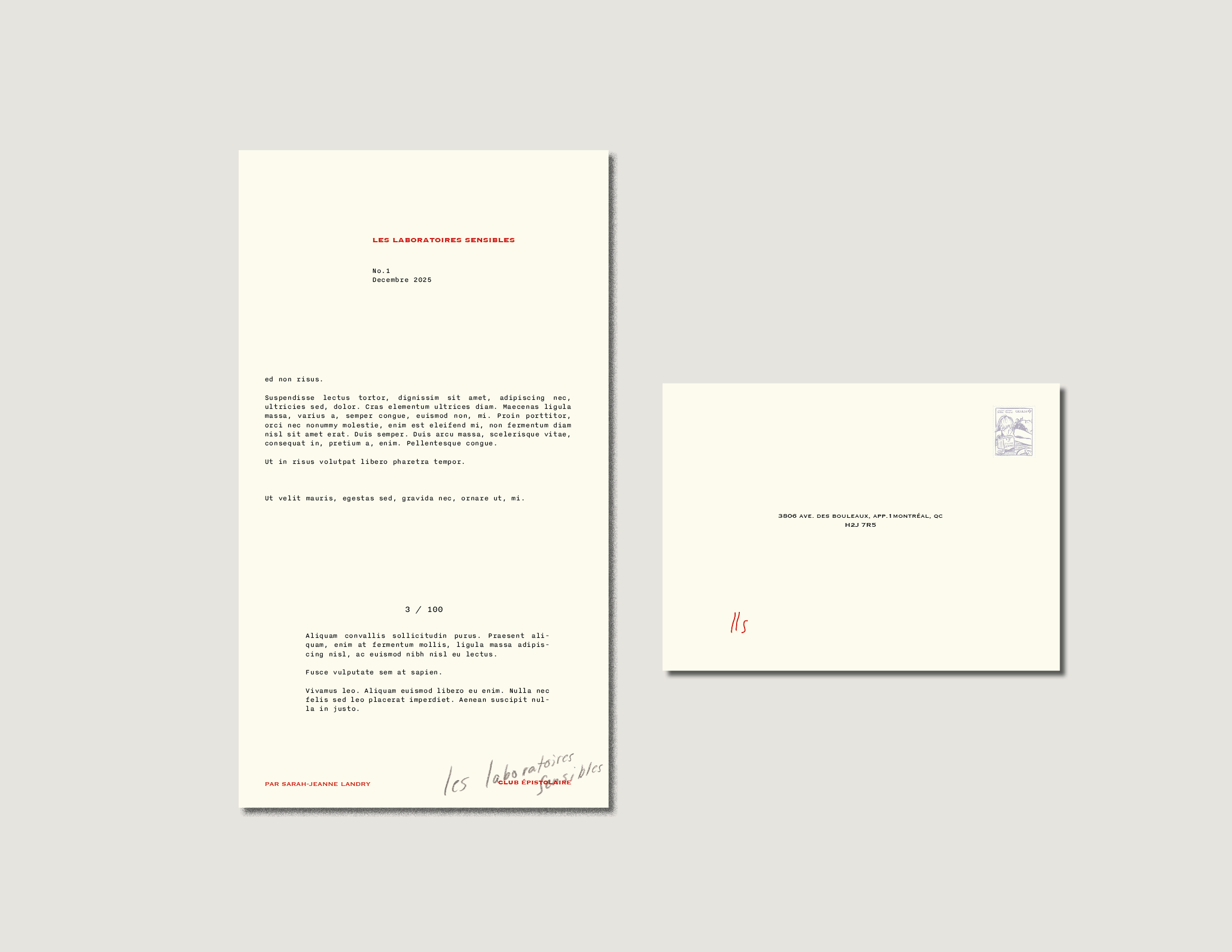 Club épistolaire - Les laboratoires sensibles